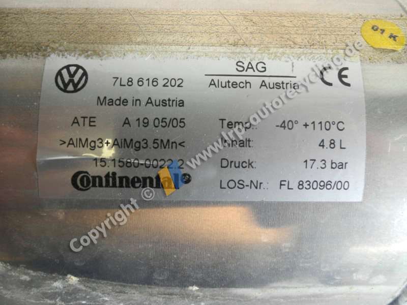 Audi Q7 4L Bj.2005 original Druckspeicher Luftkessel hinten 7L8616202